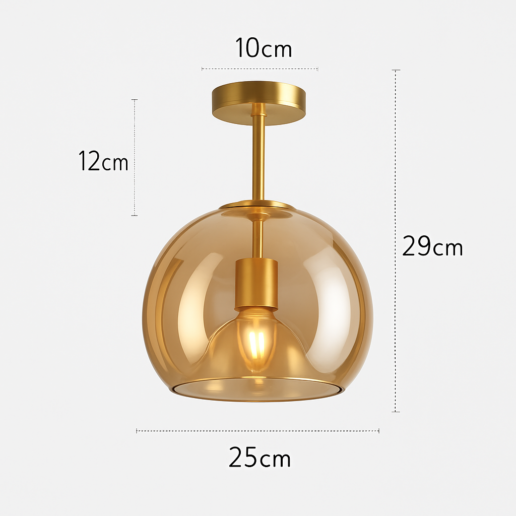 Glazen Plafondlamp LED Modern Cognac Grijs Design Woonkamer Slaapkamer Gang Luchtig Stijlvol Interieur | Sulvida