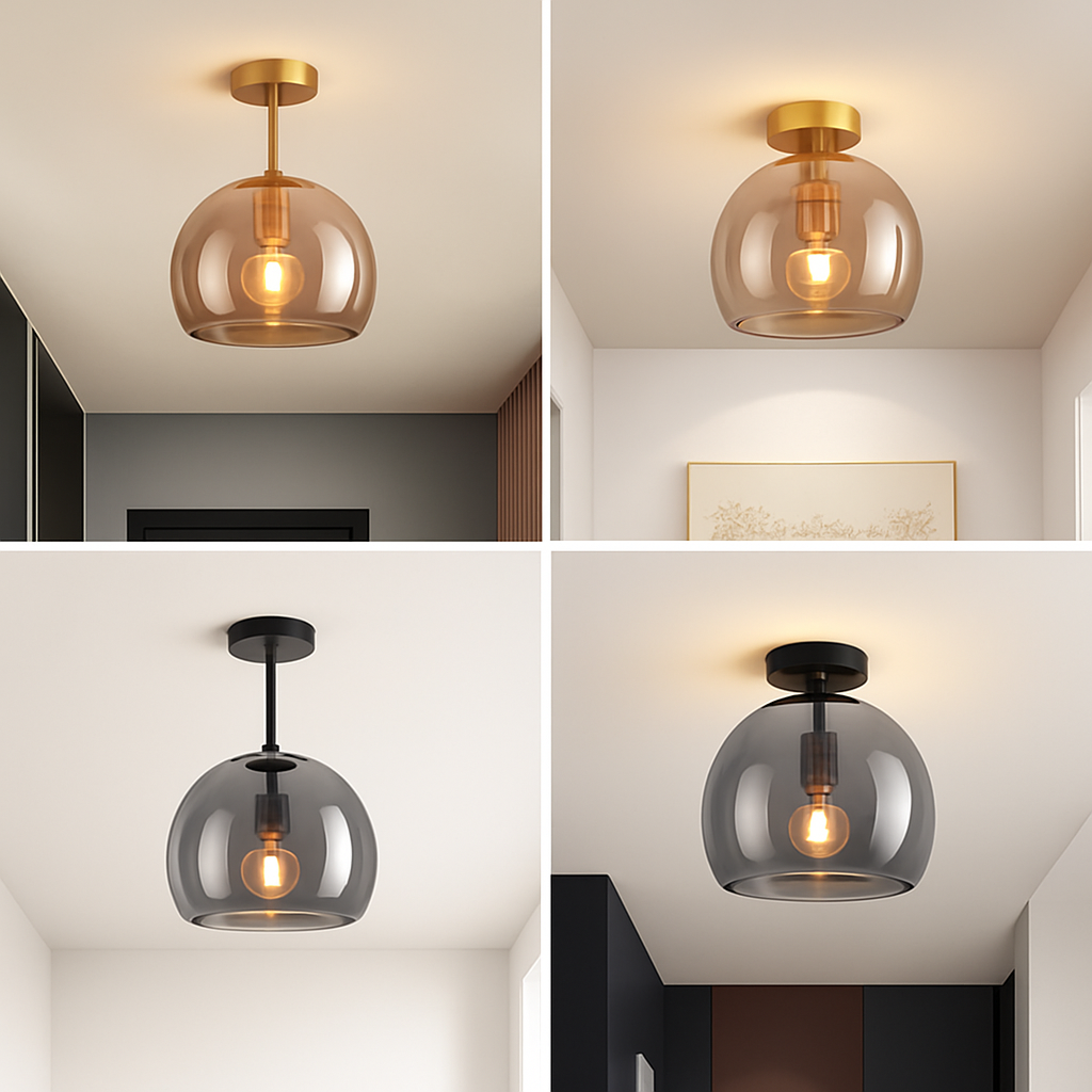 Glazen Plafondlamp LED Modern Cognac Grijs Design Woonkamer Slaapkamer Gang Luchtig Stijlvol Interieur | Sulvida