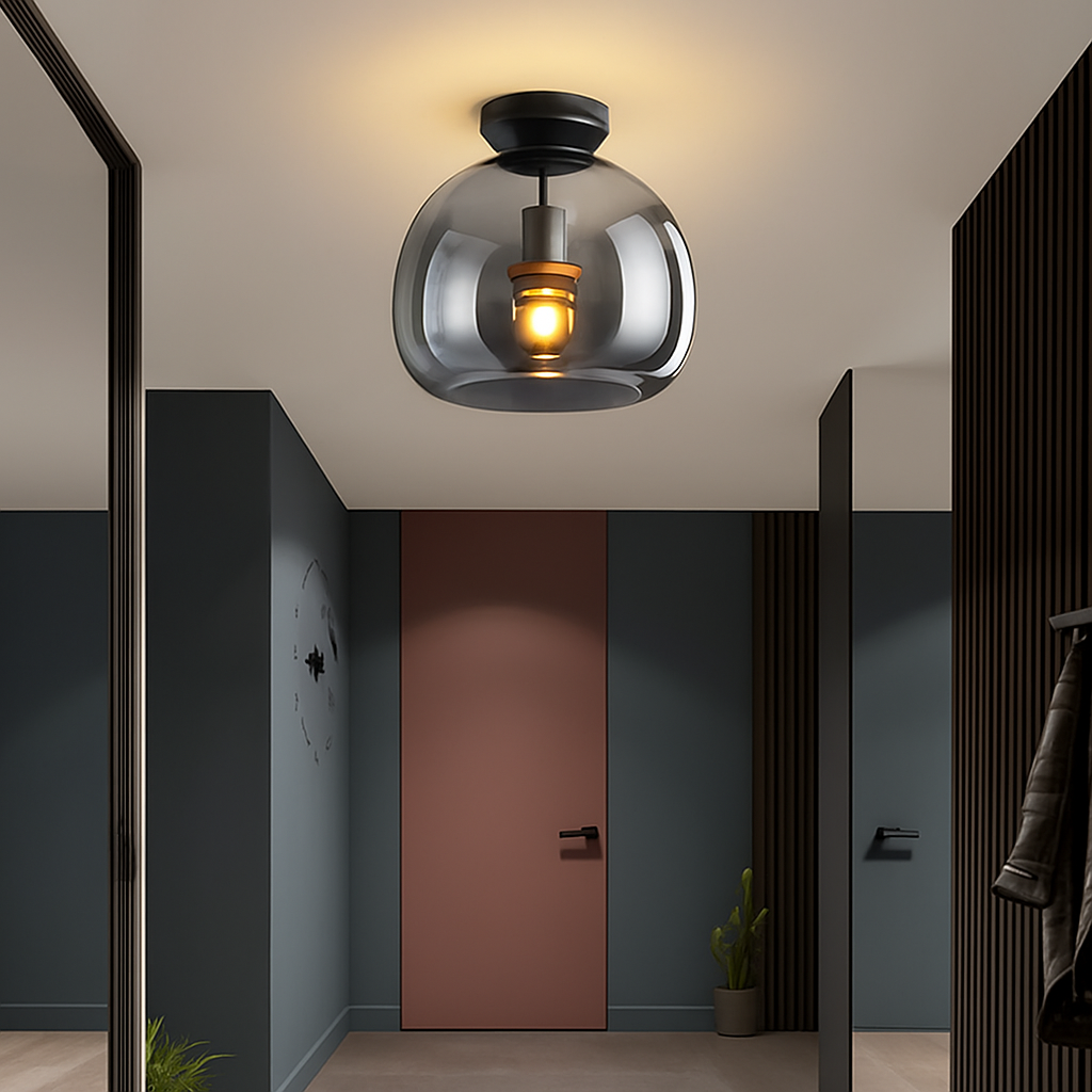 Glazen Plafondlamp LED Modern Cognac Grijs Design Woonkamer Slaapkamer Gang Luchtig Stijlvol Interieur | Sulvida