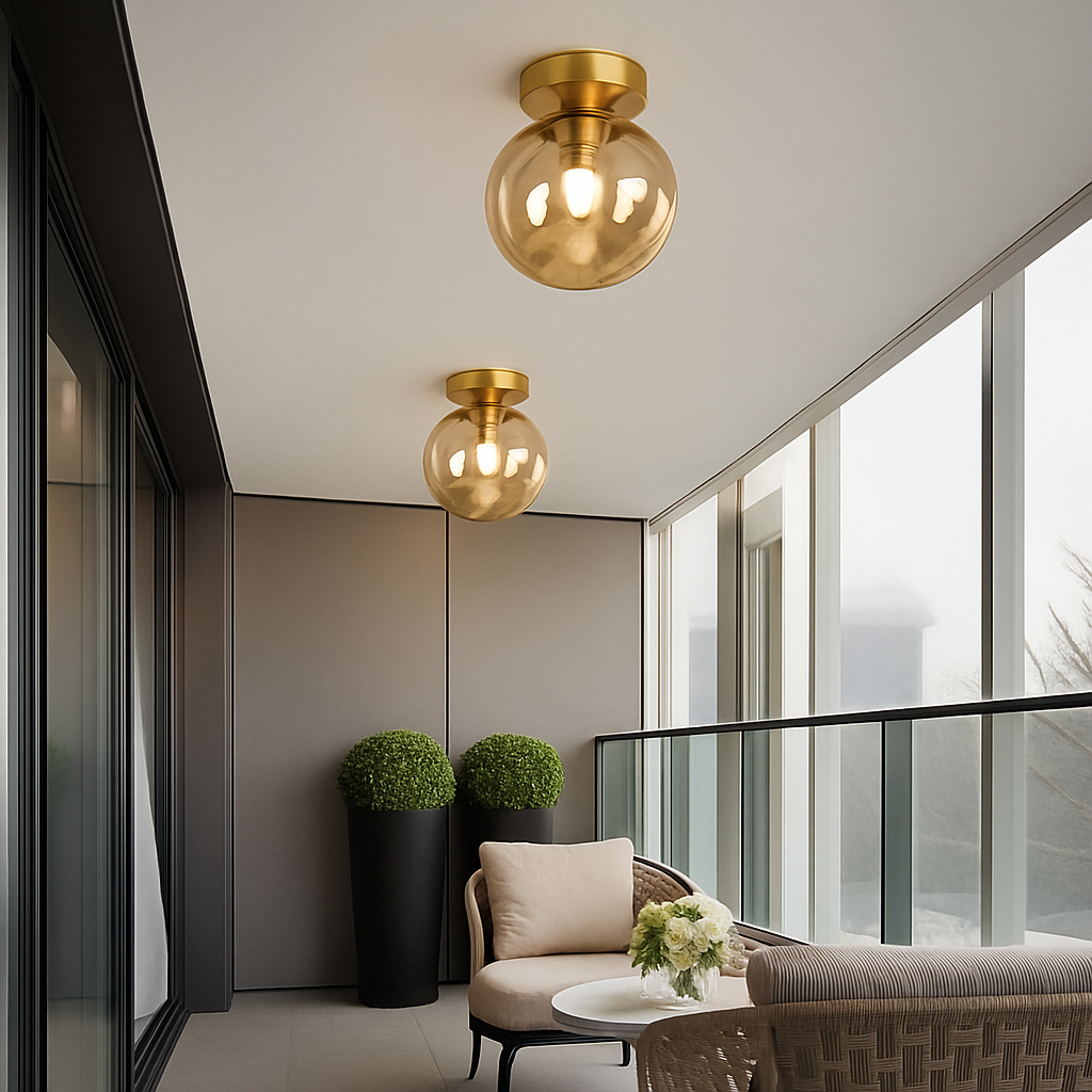 Glazen Plafondlamp LED Modern Cognac Grijs Design Woonkamer Slaapkamer Gang Luchtig Stijlvol Interieur | Sulvida