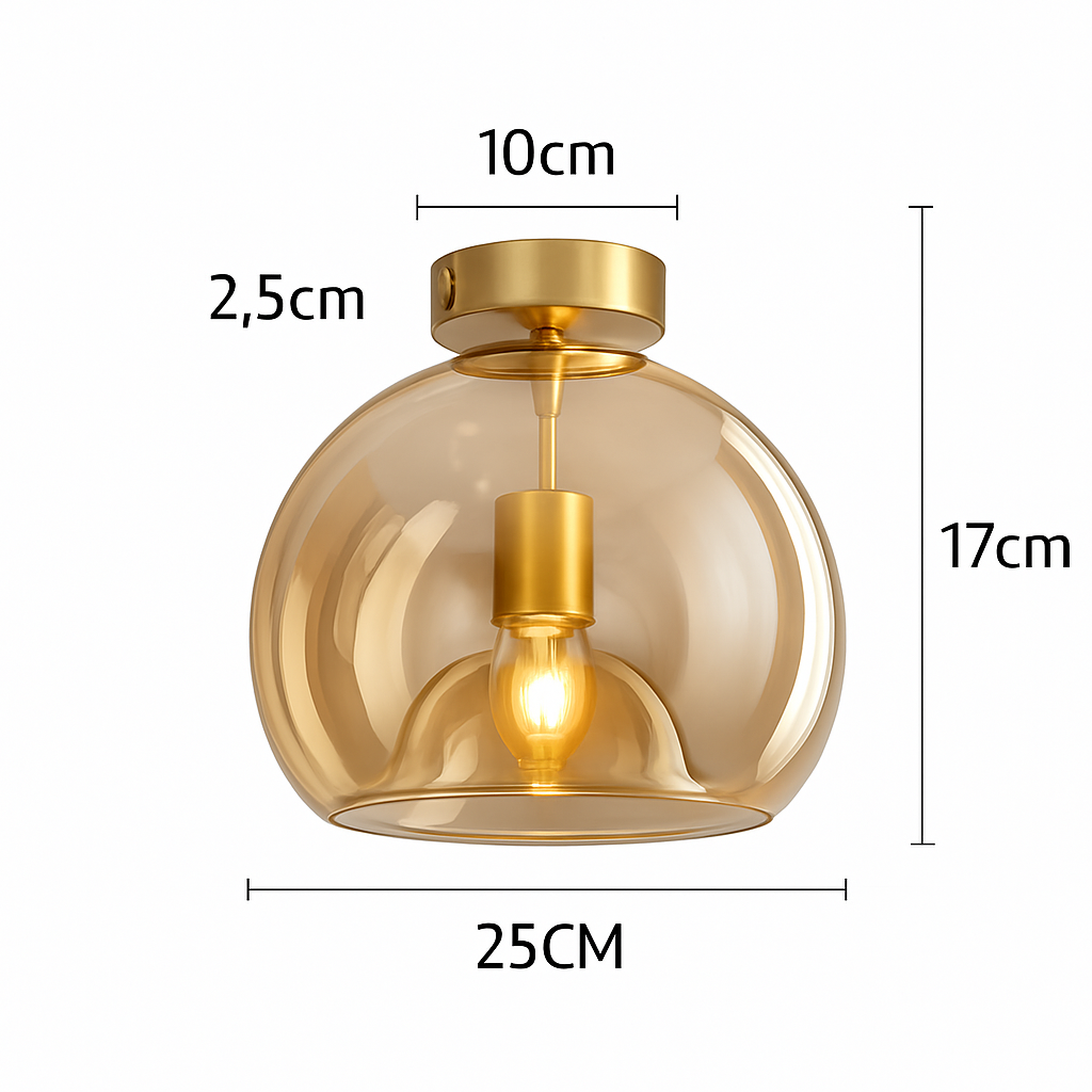 Glazen Plafondlamp LED Modern Cognac Grijs Design Woonkamer Slaapkamer Gang Luchtig Stijlvol Interieur | Sulvida