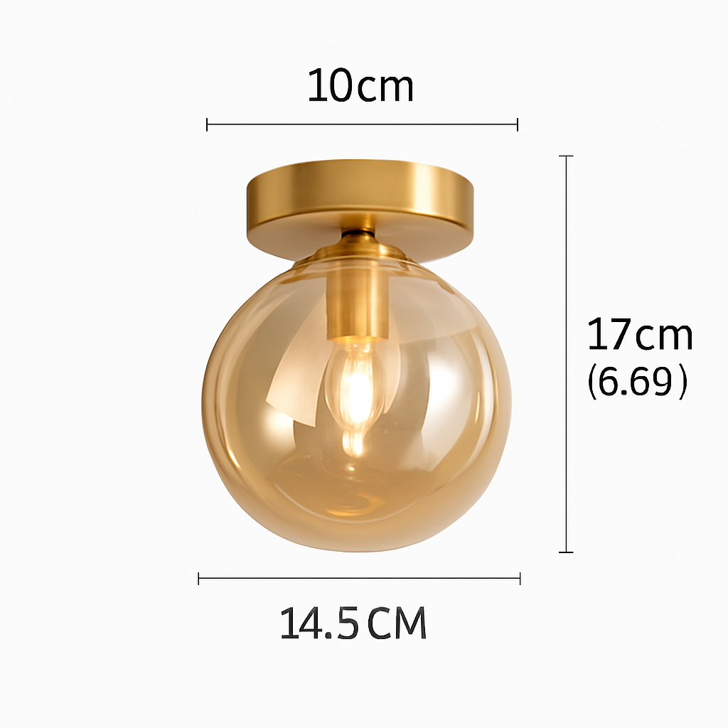 Glazen Plafondlamp LED Modern Cognac Grijs Design Woonkamer Slaapkamer Gang Luchtig Stijlvol Interieur | Sulvida