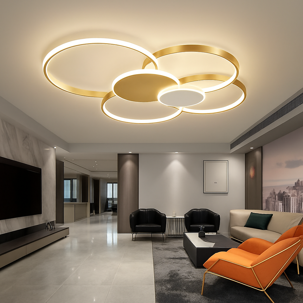 Moderne LED Plafondlamp Dimbaar met Afstandsbediening Zwart Goud Aluminium Design voor Slaapkamer Woonkamer | Sulvida