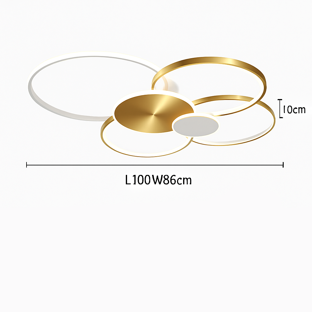 Moderne LED Plafondlamp Dimbaar met Afstandsbediening Zwart Goud Aluminium Design voor Slaapkamer Woonkamer | Sulvida