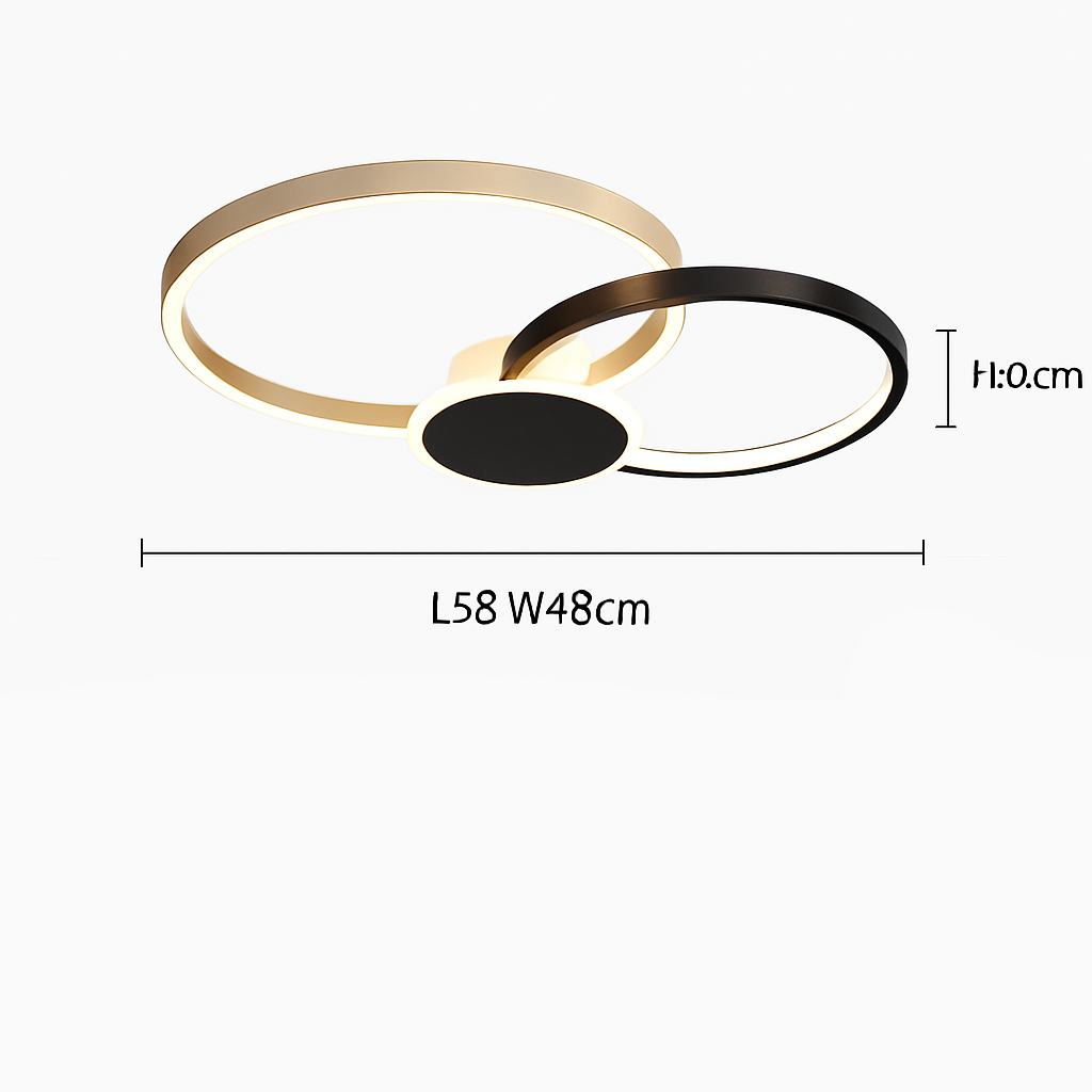 Moderne LED Plafondlamp Dimbaar met Afstandsbediening Zwart Goud Aluminium Design voor Slaapkamer Woonkamer | Sulvida