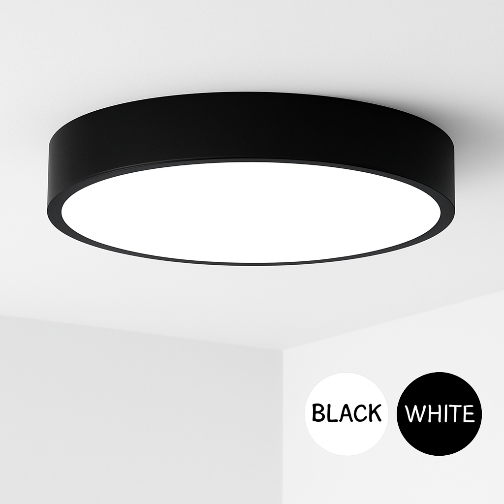 Moderne Ronde LED-Plafondlamp Zwart Wit Strak Design Woonkamer Slaapkamer Bureau Dimbaar Plafondverlichting | Sulvida