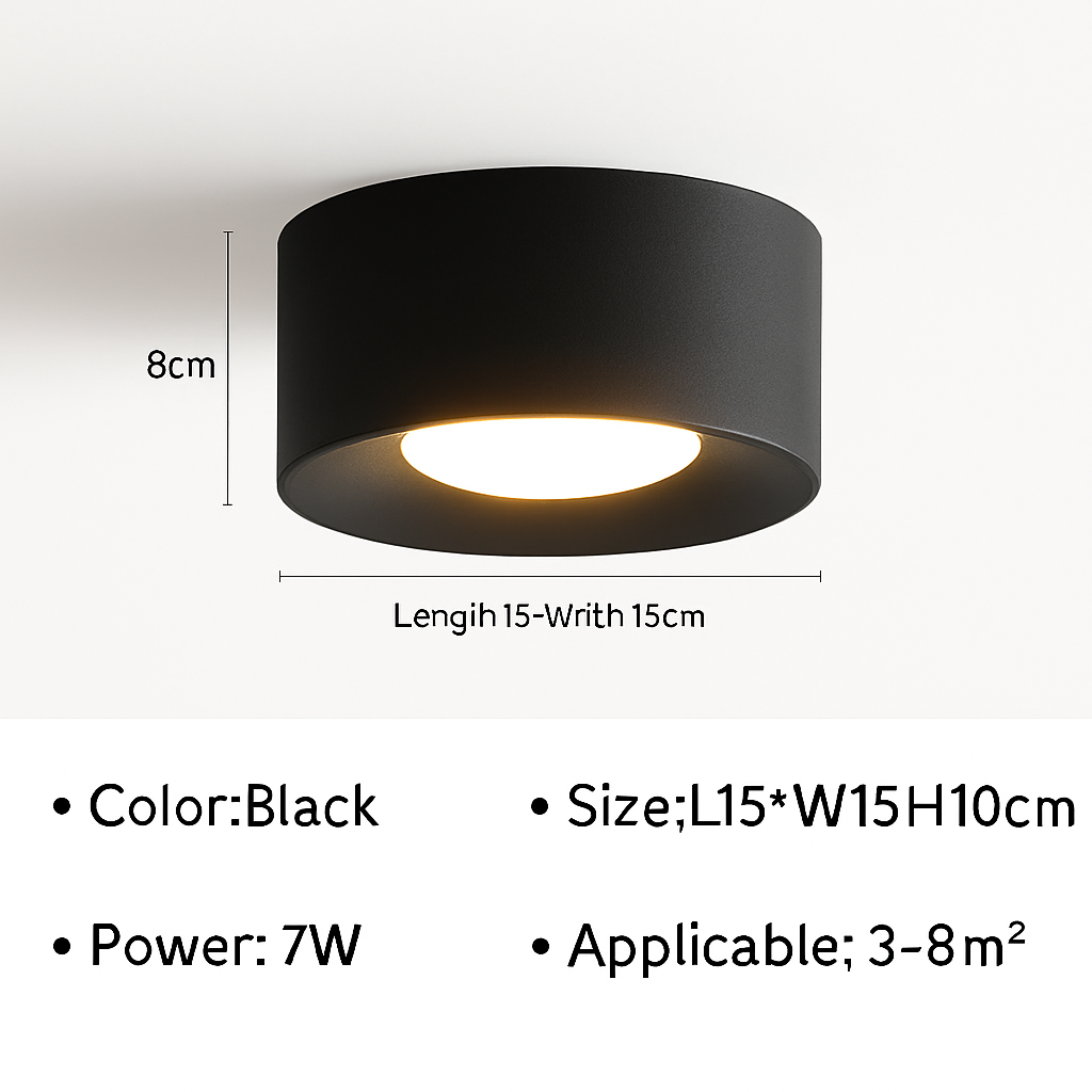 Cilindervormige LED-plafondspot Minimalistisch Modern Accent Opbouwspot Gang Hal Woonkamer Zwart Wit | Sulvida