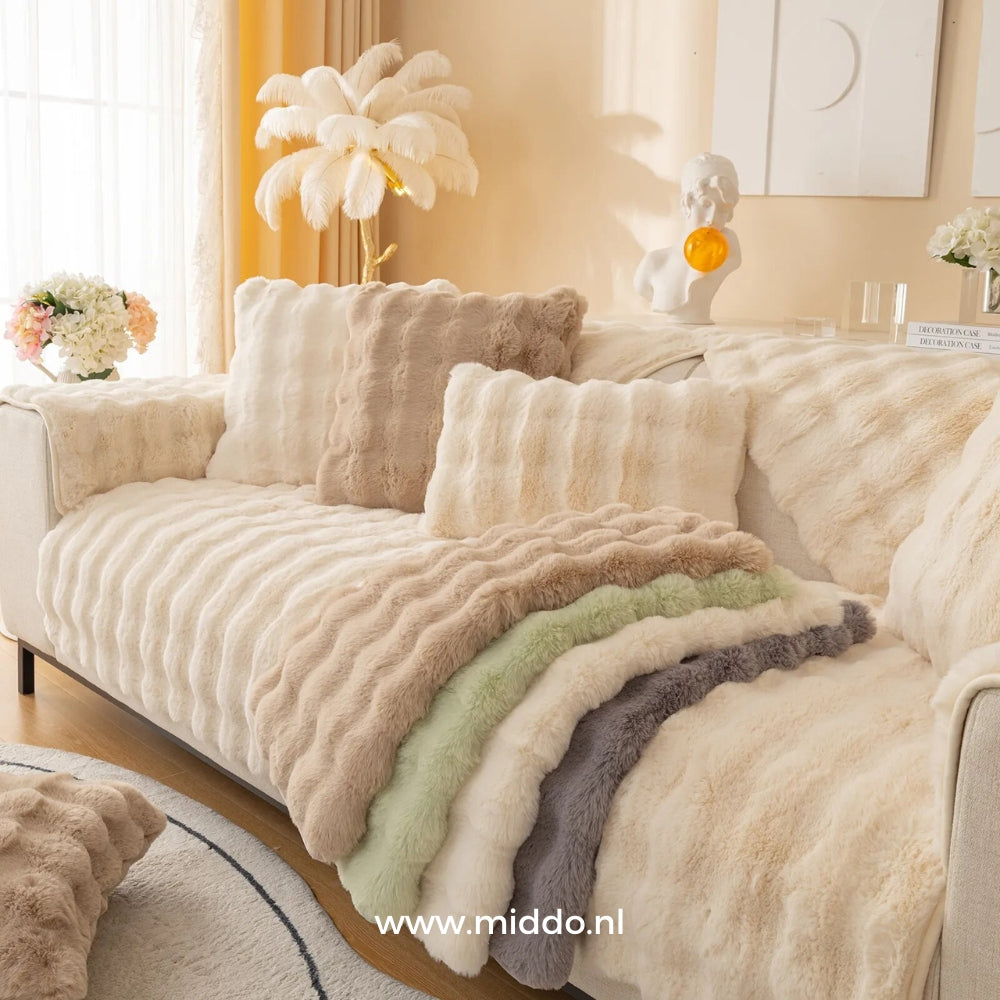 Pluche Meubelhoes Winter Bank Stoel Beschermer Oranje Wit Beige Grijs Groen Roze Warm Zacht Decoratief | Sulvida