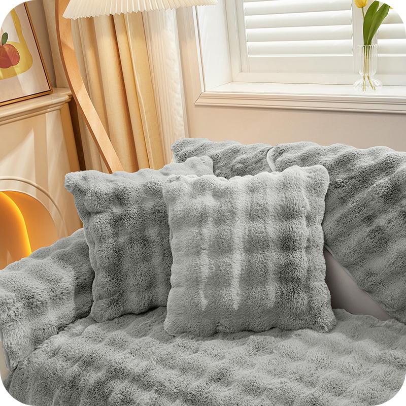 Pluche Meubelhoes Winter Bank Stoel Beschermer Oranje Wit Beige Grijs Groen Roze Warm Zacht Decoratief | Sulvida