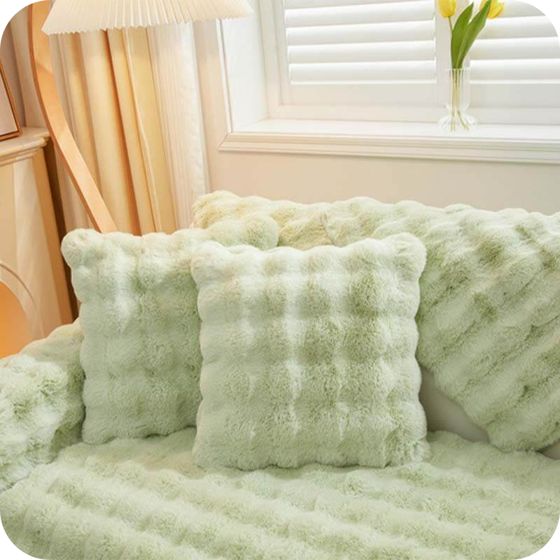 Pluche Meubelhoes Winter Bank Stoel Beschermer Oranje Wit Beige Grijs Groen Roze Warm Zacht Decoratief | Sulvida