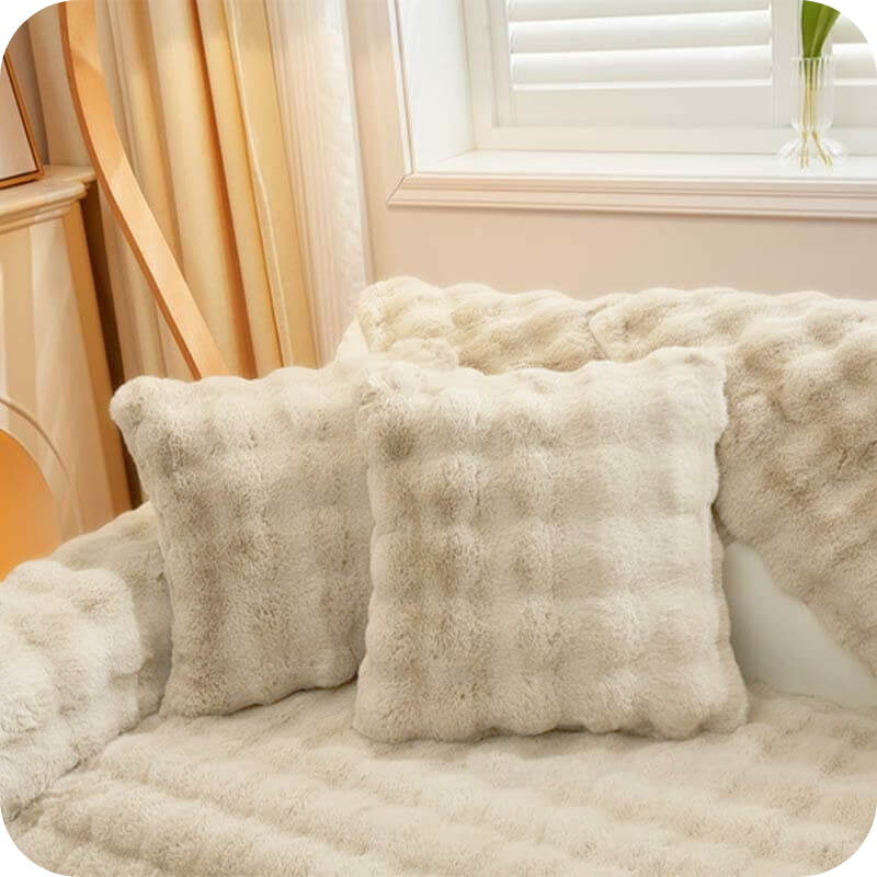 Pluche Meubelhoes Winter Bank Stoel Beschermer Oranje Wit Beige Grijs Groen Roze Warm Zacht Decoratief | Sulvida