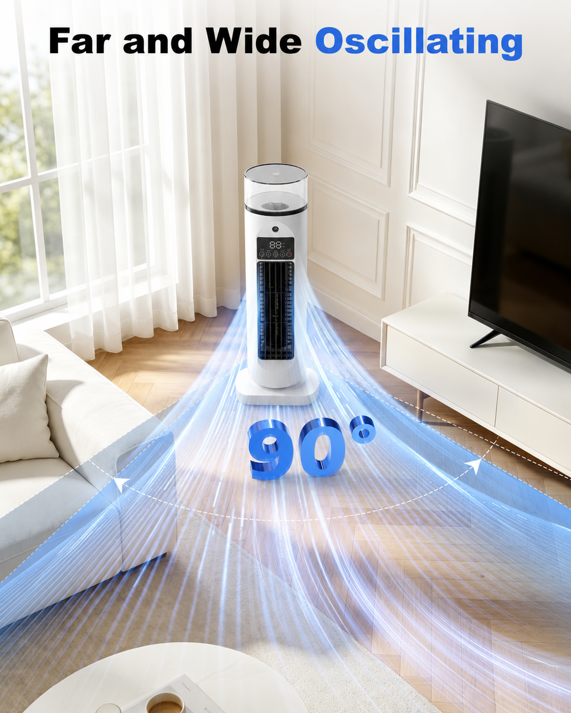 Mobiele Airco 4-in-1 met Afstandsbediening Timer Luchtbevochtiger Oscillatie Ventilatie Kamerkoeling Kantoor Slaapkamer | Sulvida