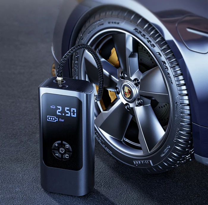 Compresseur d’air portable 12 V avec batterie de 8000 mAh, 150 PSI, écran numérique, gonfleur de pneus pour voiture et vélo - Sulvida
