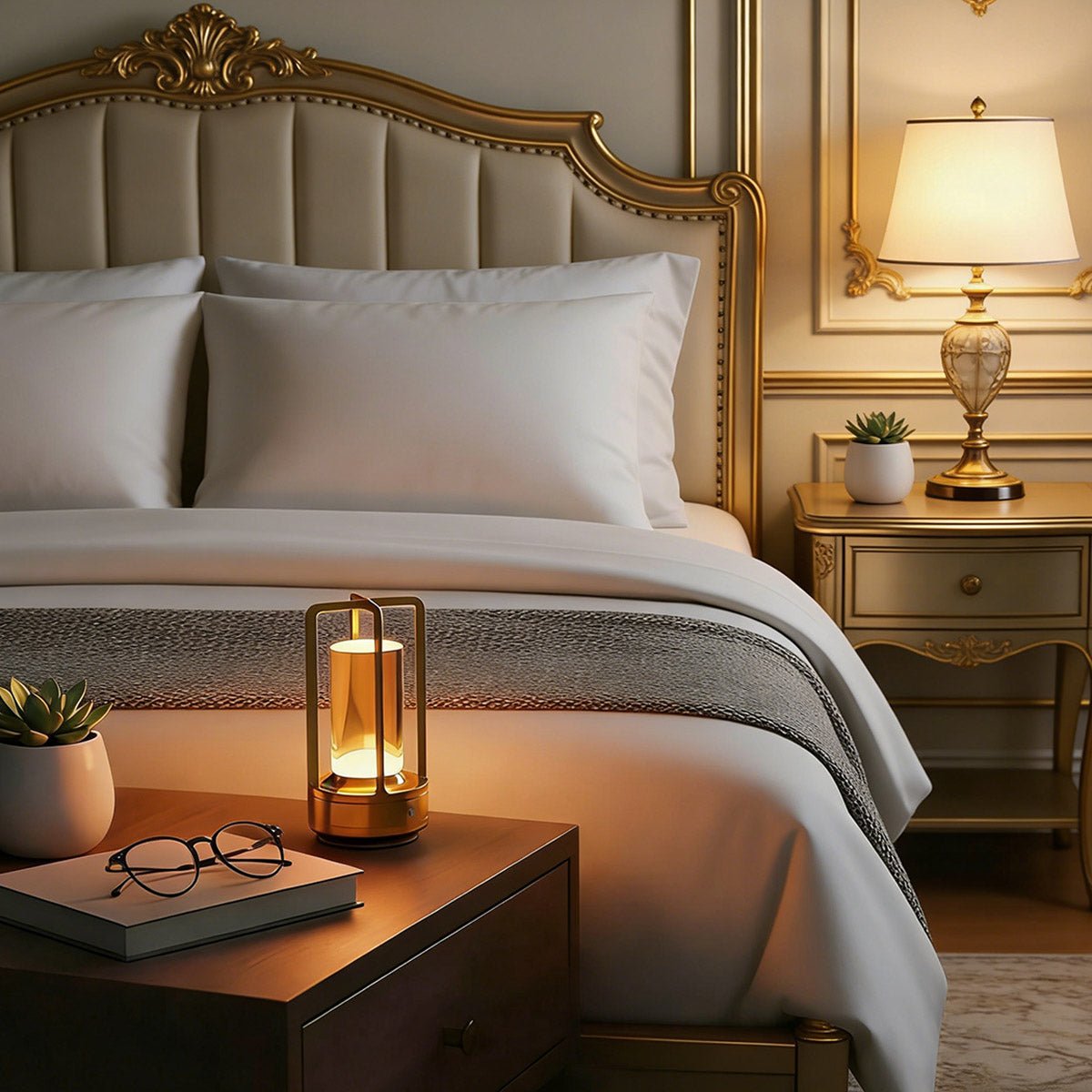 Oplaadbare Tafellamp Draadloos LED Sfeerverlichting Touch Dimbaar Goud Zwart Zilver Lantaarn Design Sfeerlamp | Sulvida
