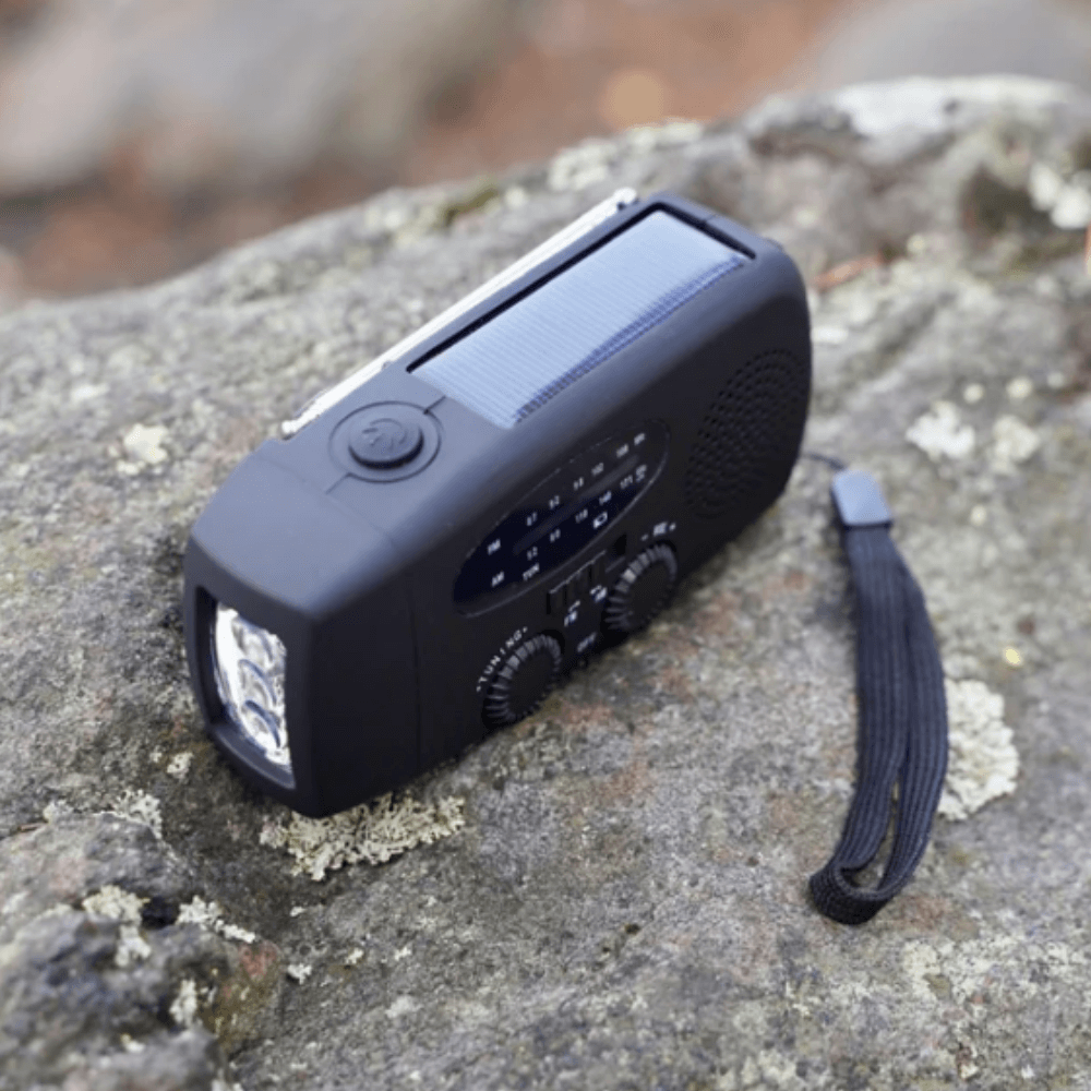 Draagbare Dynamo Noodradio AM/FM met Zaklamp en Powerbank voor Outdoor Camping Wandelen en Noodsituaties | Sulvida