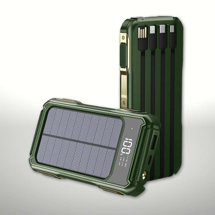 Solaire Powerbank 20.000mAh Zwart Oranje Groen USB Oplader voor Smartphone Outdoor Camping Noodstroom | Sulvida