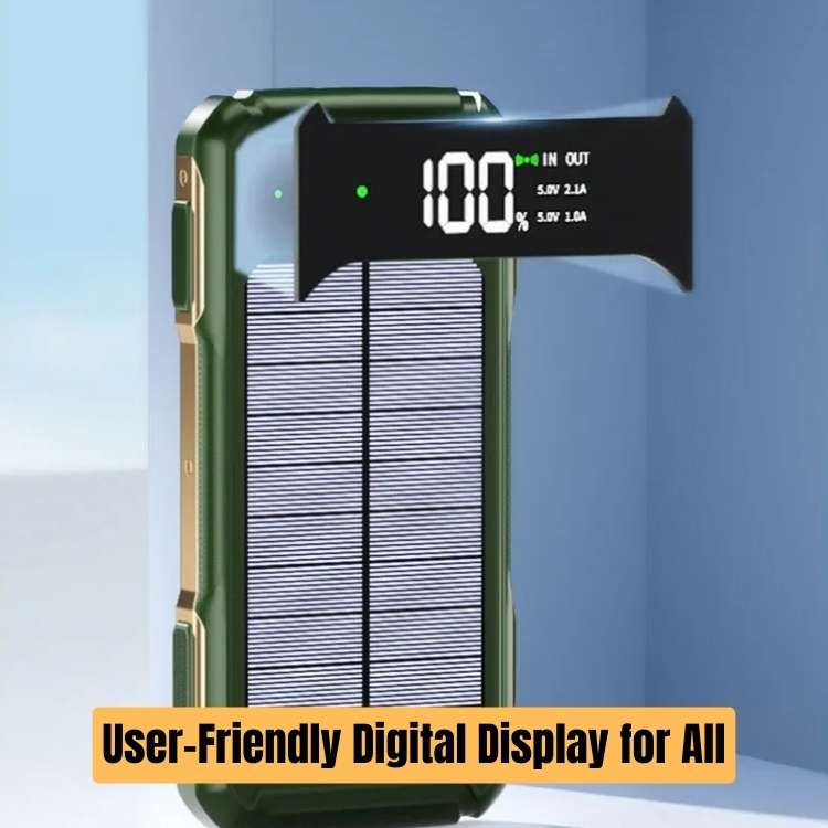 Solaire Powerbank 20.000mAh Zwart Oranje Groen USB Oplader voor Smartphone Outdoor Camping Noodstroom | Sulvida