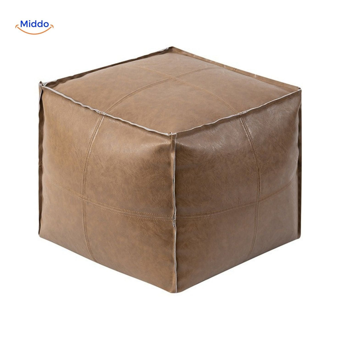 Vulbare Tatami Poef Leren Zitkussen 45x45x40cm Bruin Beige Zwart Oranje Design Zitmeubel Voetenbank Woonkamer | Sulvida
