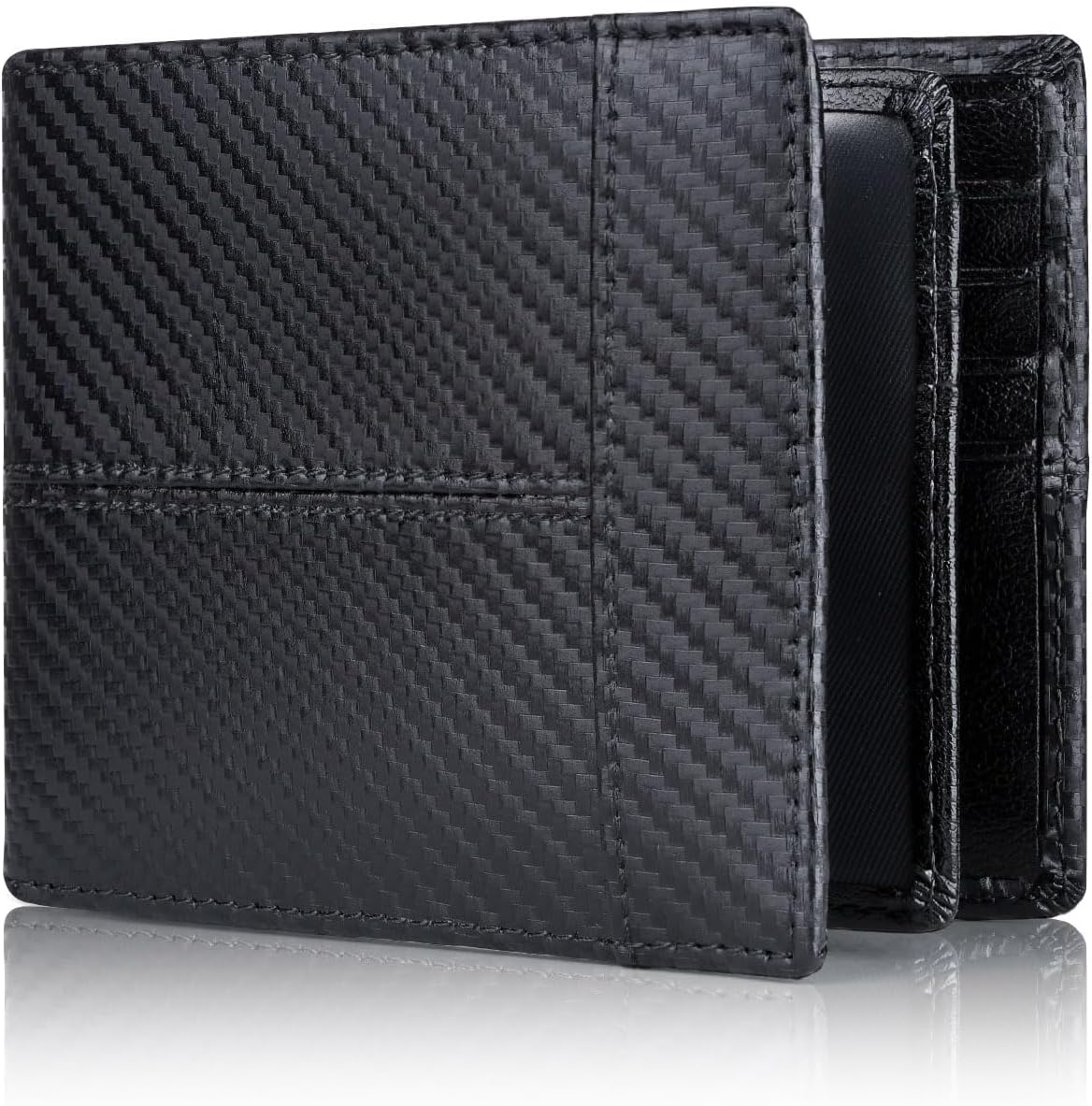 Leren Bifold Portemonnee met RFID-bescherming 16 Vakjes Heren Zwart Bruin Rood Compact Veilig Pasjes | Sulvida