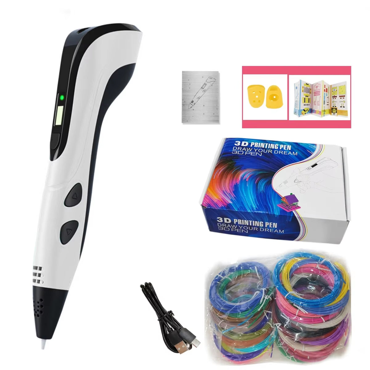 Stylo d’impression 3D coloré pour enfants avec 3 vitesses et écran LCD – Outil de dessin créatif et jouet | Sulvida