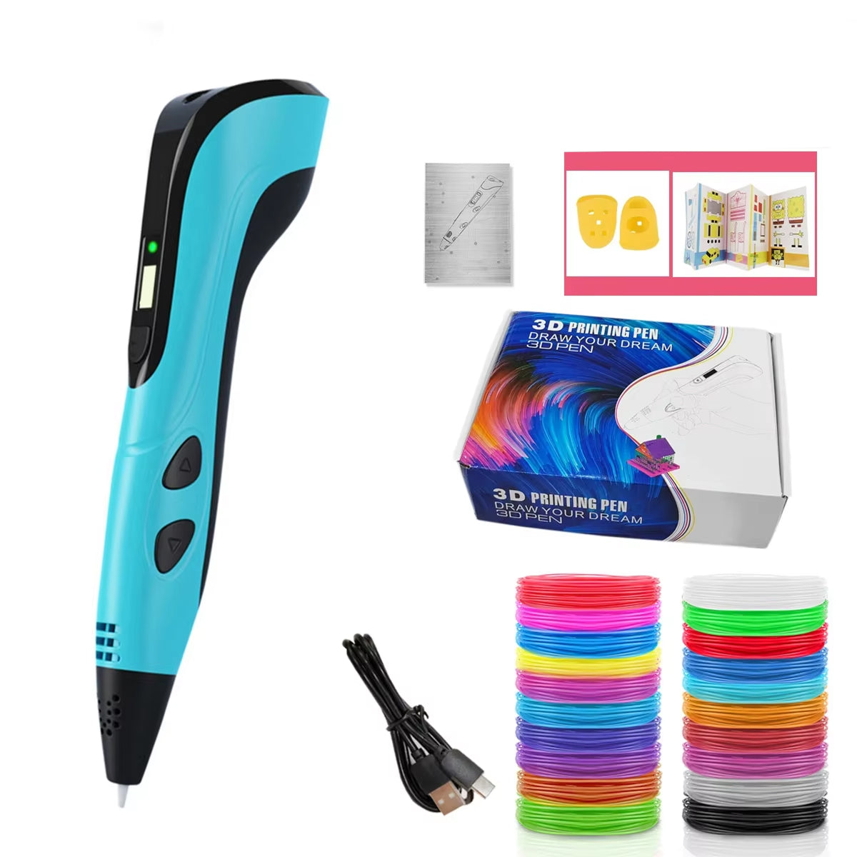 Stylo d’impression 3D coloré pour enfants avec 3 vitesses et écran LCD – Outil de dessin créatif et jouet | Sulvida
