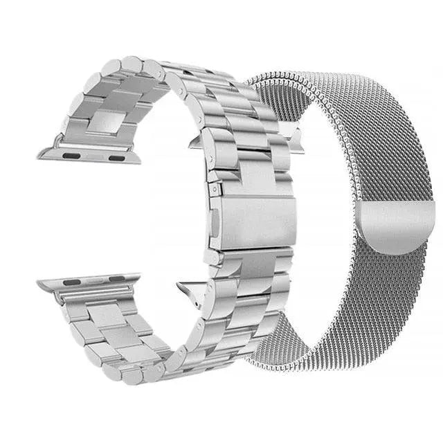 Ensemble de bracelets de montre en maille et à maillons en acier inoxydable, compatible avec les boîtiers de montre de 40-49mm, interchangeable | Sulvida