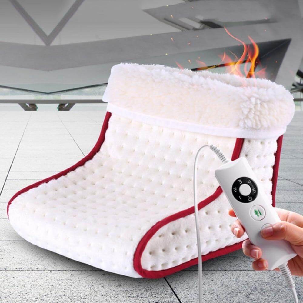 Elektrische Voetverwarmer met Massagefunctie Afstandsbediening Pluche Fleece Gevoerd Warm Comfort Relaxatie | Sulvida