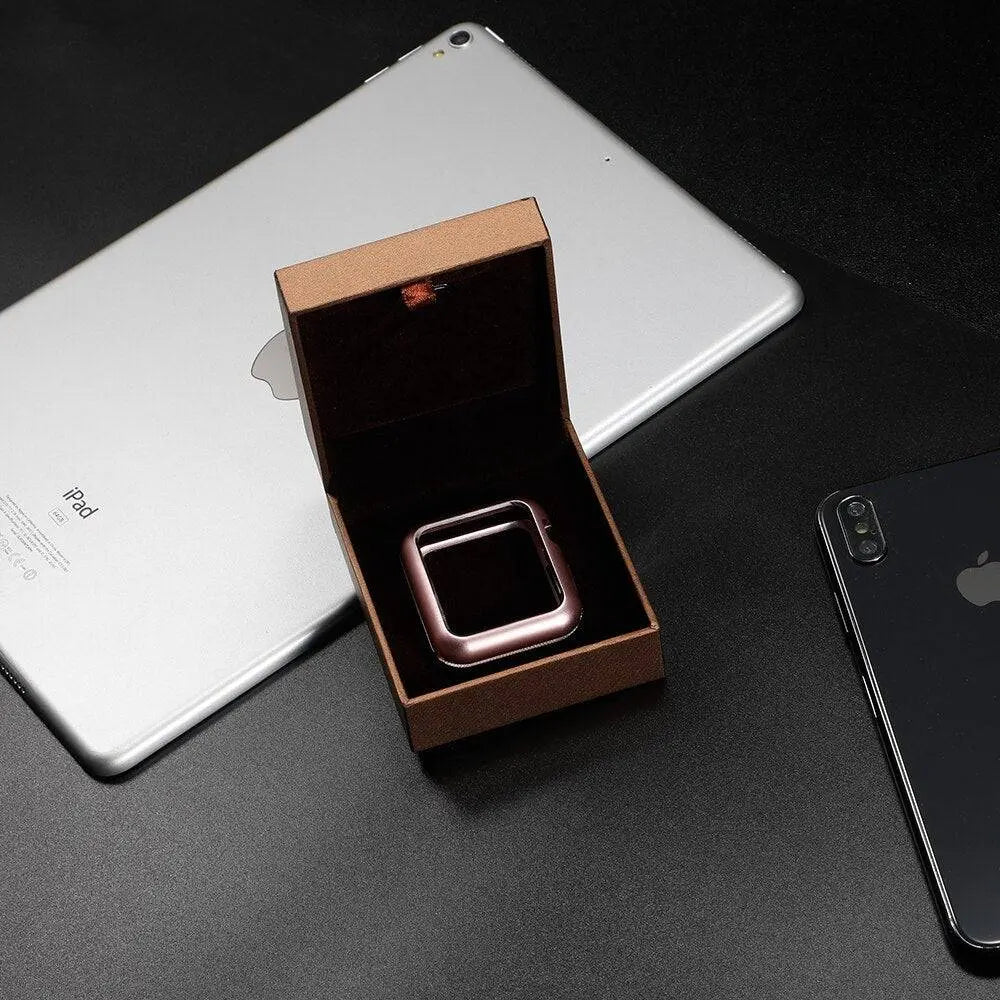 Screenprotector voor Apple Watch 44mm 40mm 38mm – Gehard Glas met RVS Hoesje Volledige Display Bescherming | Sulvida