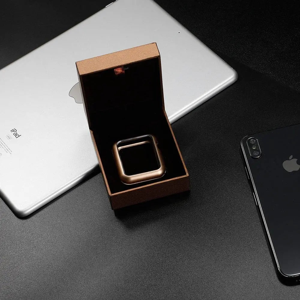 Screenprotector voor Apple Watch 44mm 40mm 38mm – Gehard Glas met RVS Hoesje Volledige Display Bescherming | Sulvida