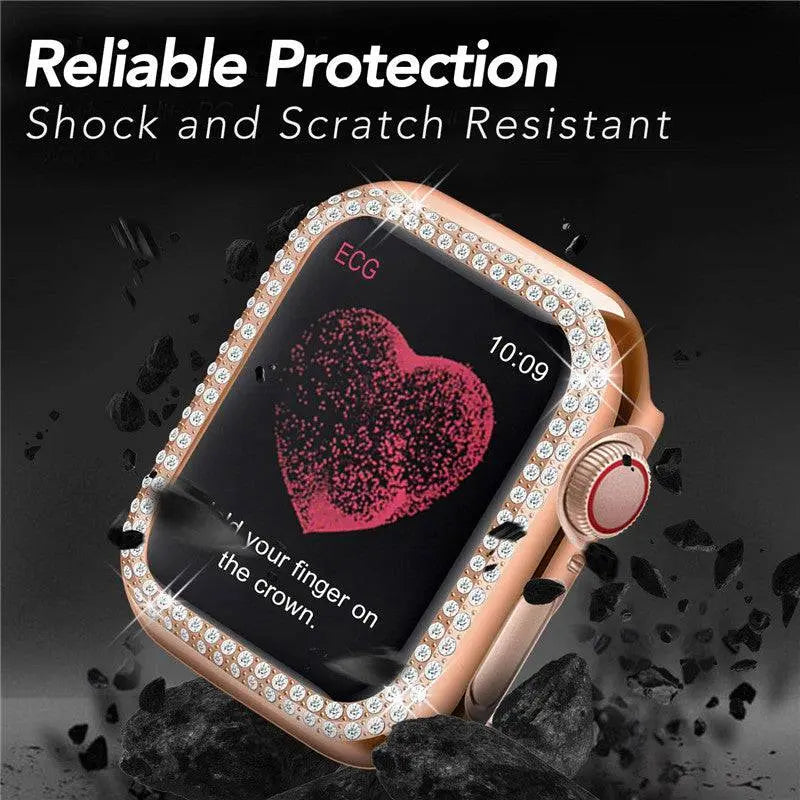 Bracelet de montre avec coque de protection en acier inoxydable pour Apple Watch 38 40 42 44mm, argent or noir métal | Sulvida