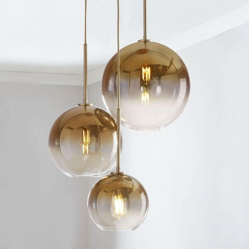 Glazen Hanglamp Bol Interieur Verlichting Messingkleur Plafondlamp Rond Glas Eetkamer Woonkamer Slaapkamer | Sulvida