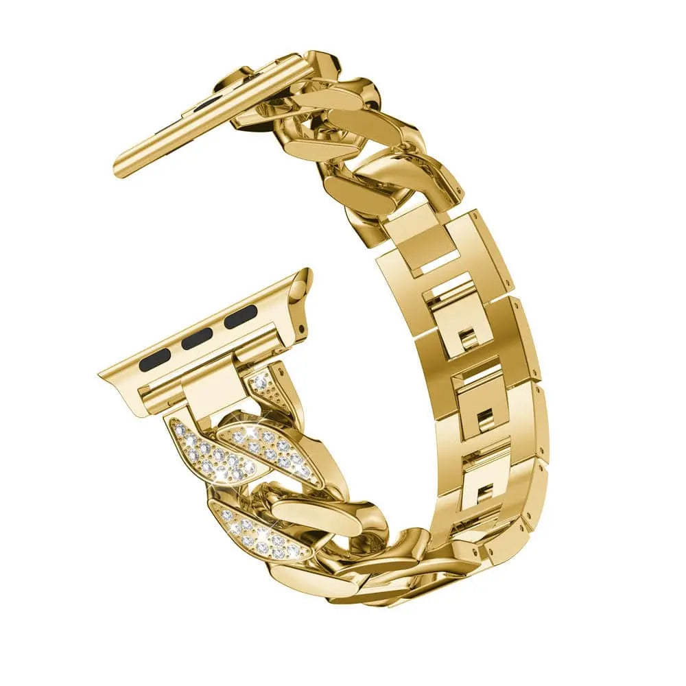 Bracelet à maillons en acier avec diamants pour montre connectée 42mm 46mm 49mm, bracelet de montre en métal de luxe et accessoire | Sulvida