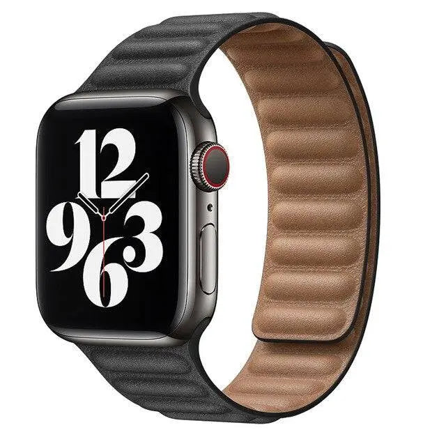 Bracelet magnétique en cuir pour Apple Watch Series 12 42mm 46mm et Ultra 4 49mm, bracelet de luxe pour montre connectée | Sulvida