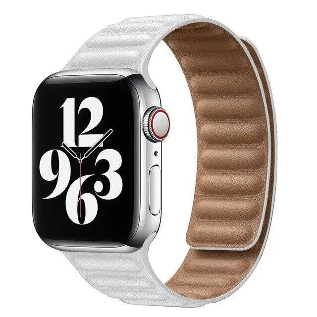 Bracelet magnétique en cuir pour Apple Watch Series 12 42mm 46mm et Ultra 4 49mm, bracelet de luxe pour montre connectée | Sulvida