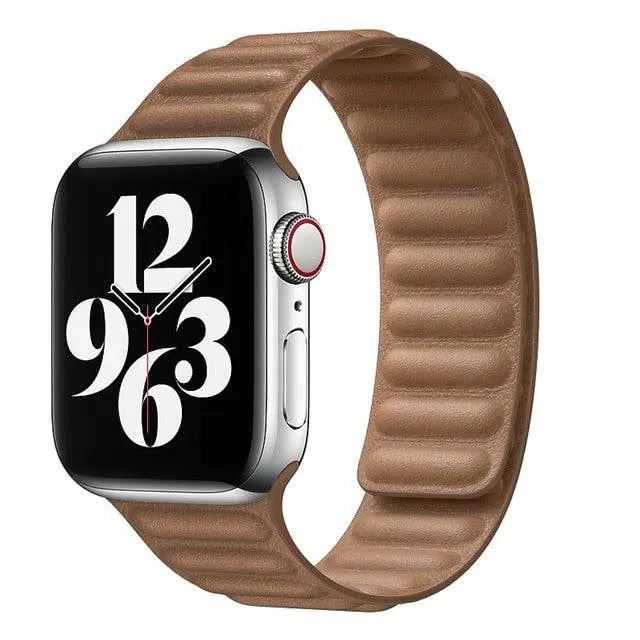 Bracelet magnétique en cuir pour Apple Watch Series 12 42mm 46mm et Ultra 4 49mm, bracelet de luxe pour montre connectée | Sulvida
