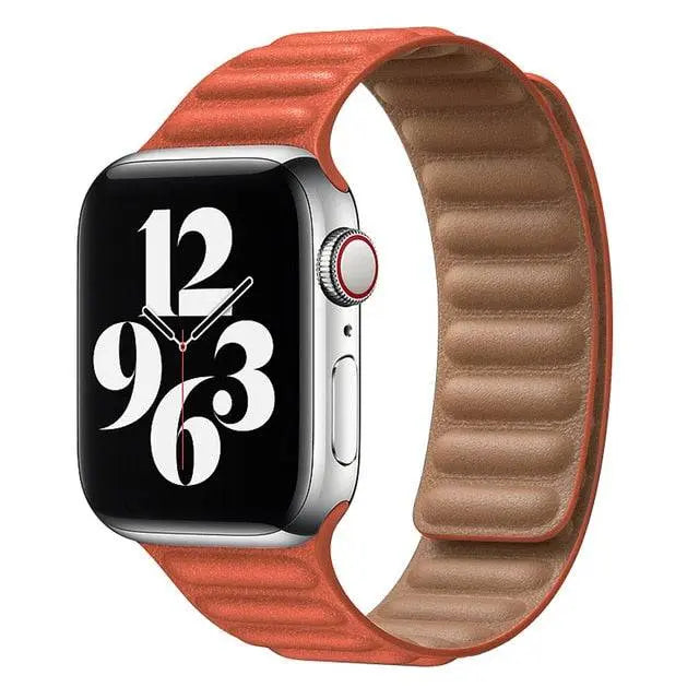 Bracelet magnétique en cuir pour Apple Watch Series 12 42mm 46mm et Ultra 4 49mm, bracelet de luxe pour montre connectée | Sulvida