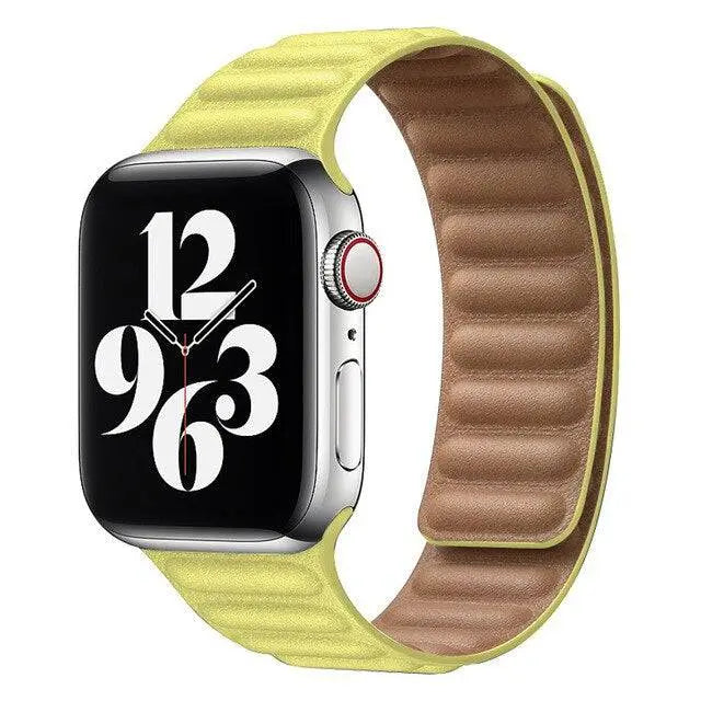 Bracelet magnétique en cuir pour Apple Watch Series 12 42mm 46mm et Ultra 4 49mm, bracelet de luxe pour montre connectée | Sulvida