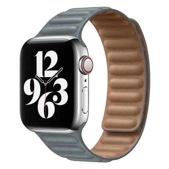 Bracelet magnétique en cuir pour Apple Watch Series 12 42mm 46mm et Ultra 4 49mm, bracelet de luxe pour montre connectée | Sulvida