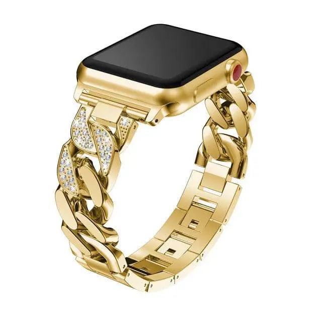 Bracelet à maillons en acier avec diamants pour montre connectée 42mm 46mm 49mm, bracelet de montre en métal de luxe et accessoire | Sulvida
