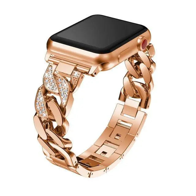 Bracelet à maillons en acier avec diamants pour montre connectée 42mm 46mm 49mm, bracelet de montre en métal de luxe et accessoire | Sulvida