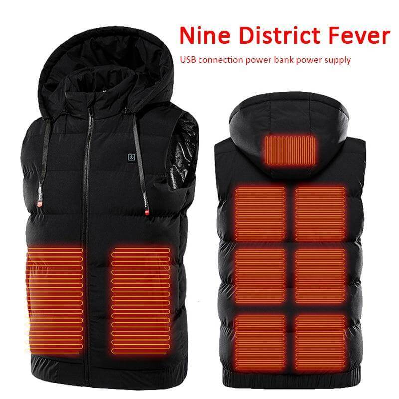 Thermo-Waterdicht Elektrisch Verwarmd Vest met Capuchon - USB Verwarmingsvest Heren Dames Outdoor Winter | Sulvida