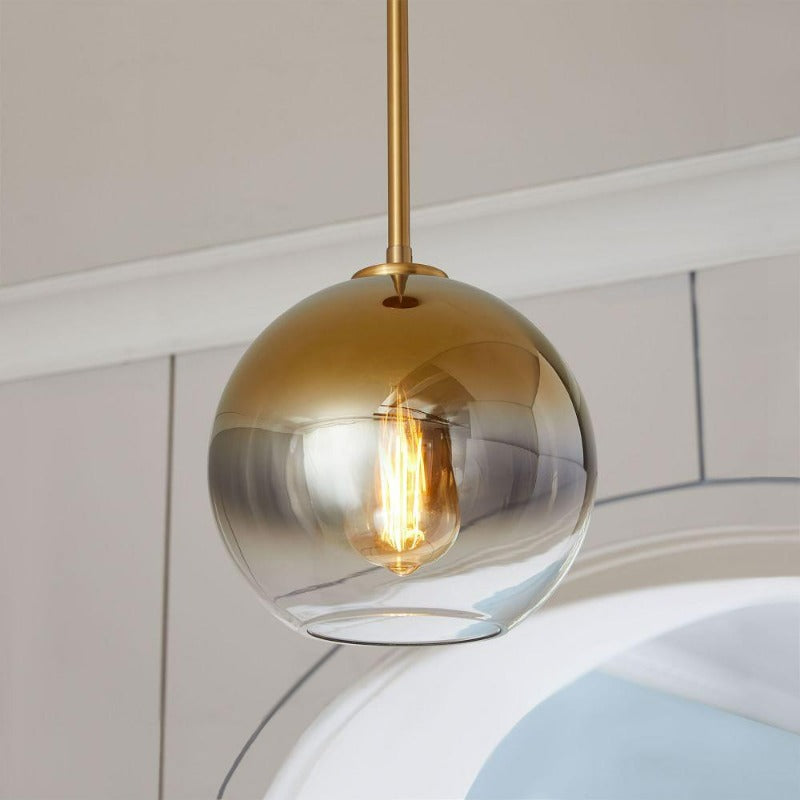 Glazen Hanglamp Bol Interieur Verlichting Messingkleur Plafondlamp Rond Glas Eetkamer Woonkamer Slaapkamer | Sulvida