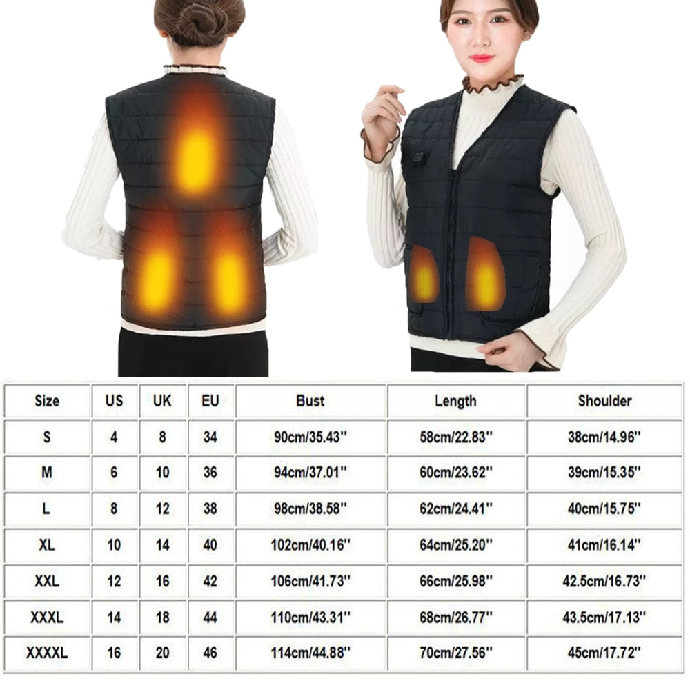 Elektrisch Verwarmingsvest Katoen 5 Verwarmingszones 3 Temperatuurstanden USB-oplaadbaar Unisex Winter | Sulvida