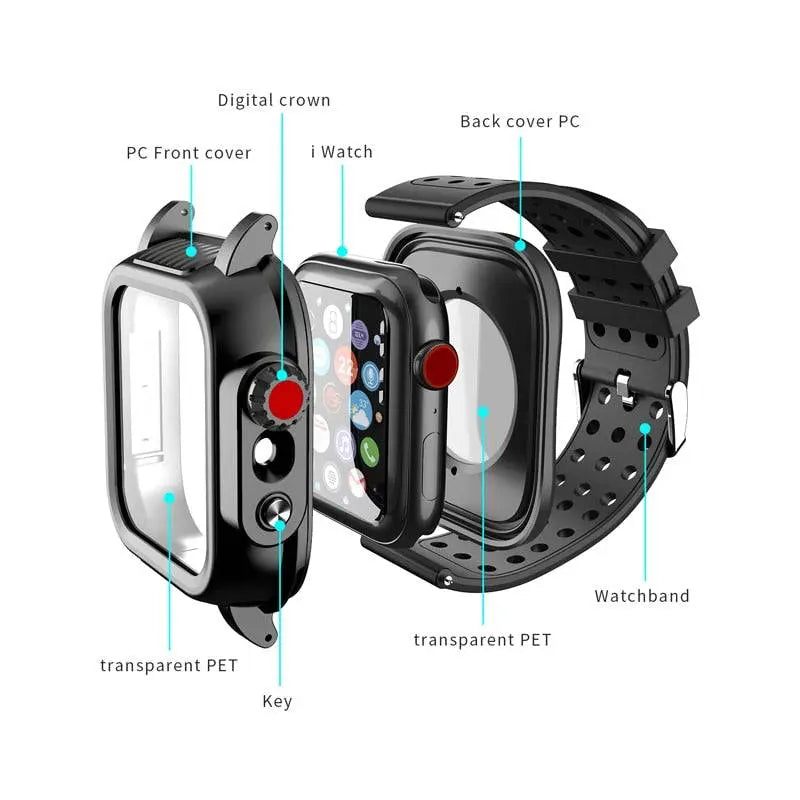 Bracelet de montre avec coque de protection pour Apple Watch Series 4 5 6 SE – Ensemble de protection assorti 44mm 42mm, accessoire | Sulvida