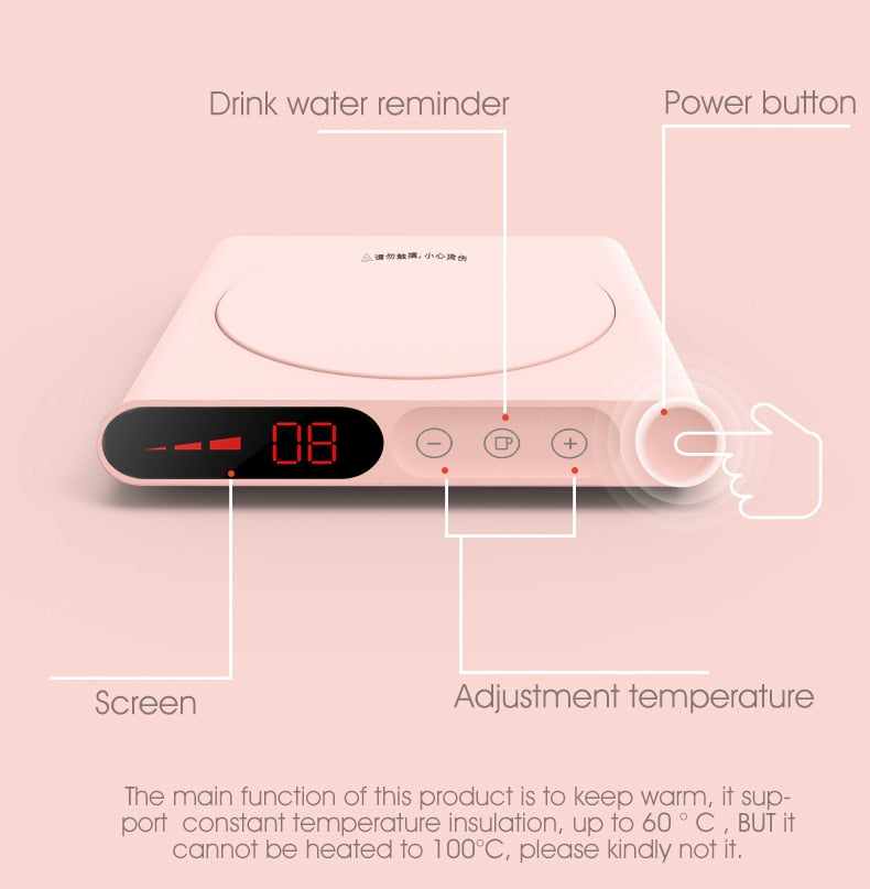 USB Mokwarmer voor Warme Koffie & Thee – Compact Verwarmingsplateau 60°C met Antislip Bodem voor Bureau | Sulvida