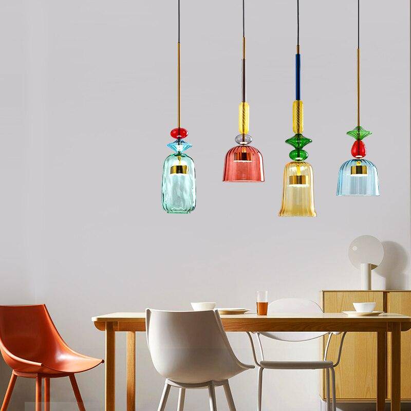 Glazen Hanglamp Gekleurd Glas Modern Design LED Verlichting Eetkamer Keuken Woonkamer Slaapkamer Stijlvol | Sulvida