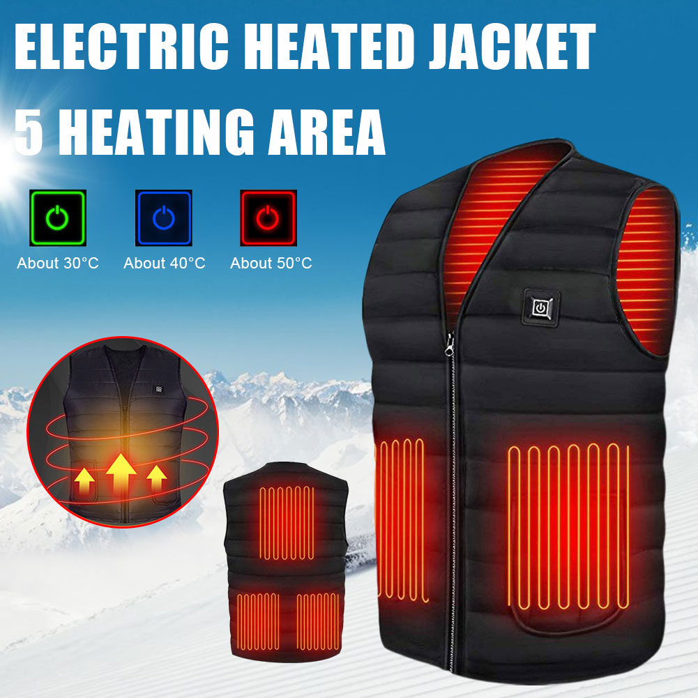 Elektrisch Verwarmingsvest Katoen 5 Verwarmingszones 3 Temperatuurstanden USB-oplaadbaar Unisex Winter | Sulvida
