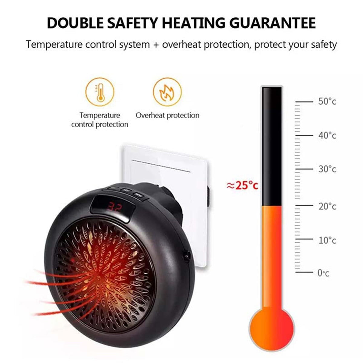 Compacte Elektrische Keramische Kachel met Thermostaat & LED Display voor Slaapkamer & Kantoor tot 20㎡ | Sulvida