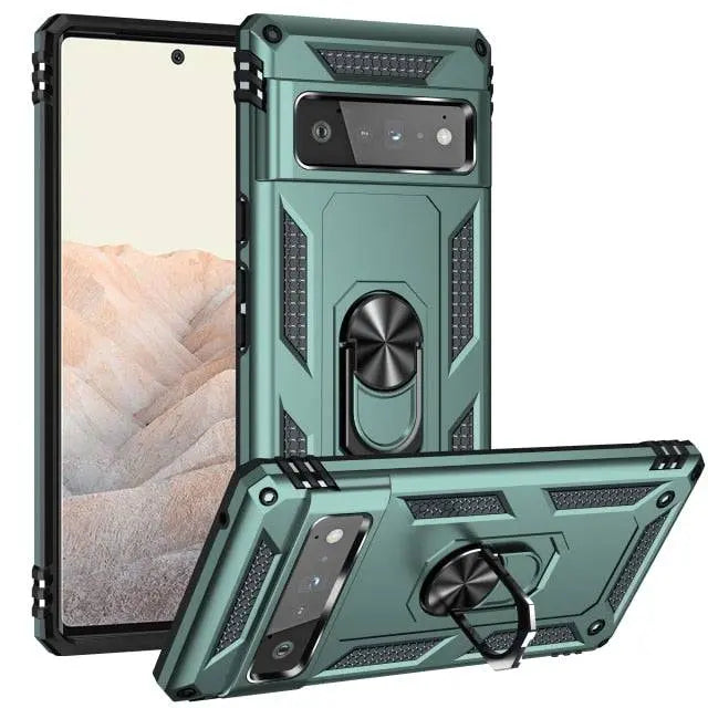 Coque de téléphone avec anneau et support pour Google Pixel 6 Pro coque de protection hybride antichoc en TPU silicone | Sulvida