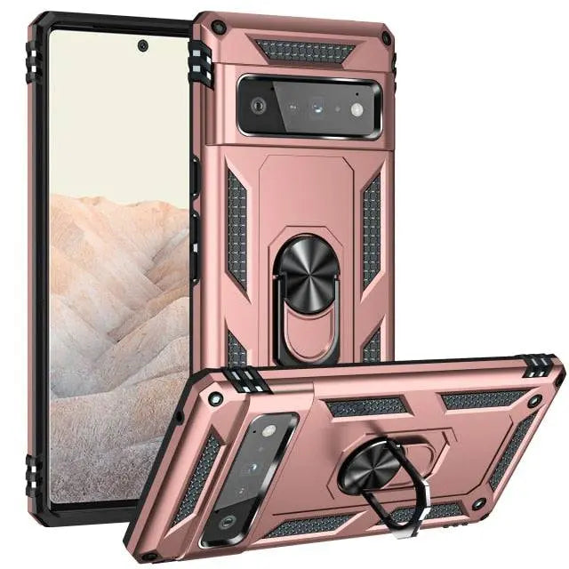 Coque de téléphone avec anneau et support pour Google Pixel 6 Pro coque de protection hybride antichoc en TPU silicone | Sulvida